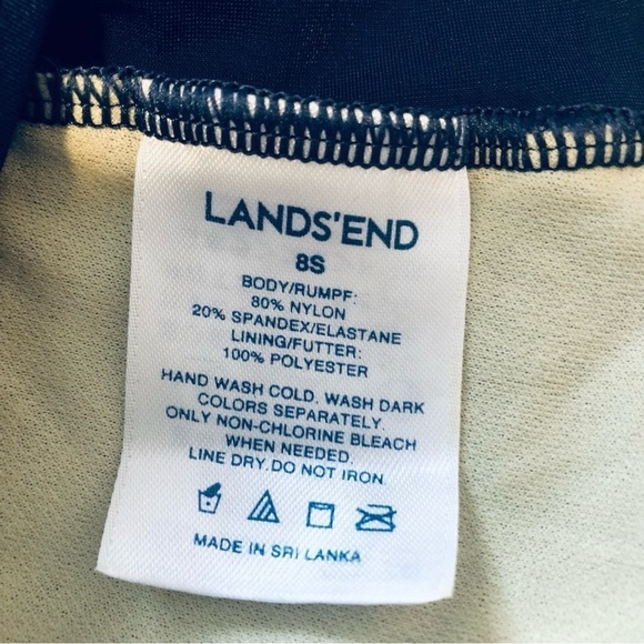 💜3/$30 Lands End 8s Girls Ruffle Tankini Swimsuit Top Navy Blue/Pink - Picture 5 of 7